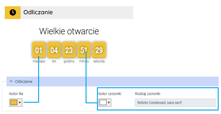 Design settings for the Countdown widget.