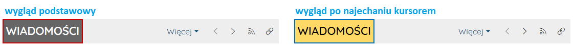 Header text appearance in the widget – default (left) and on hover (right).