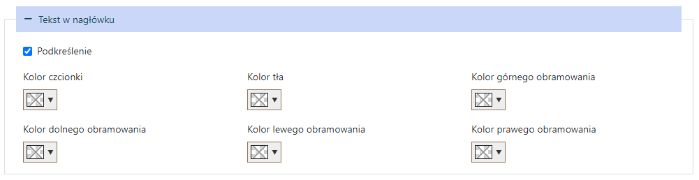 Text underline settings in the header in the widget.