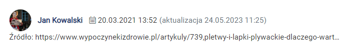 data aktualizacji artykułu wygląd na stronie artykułu