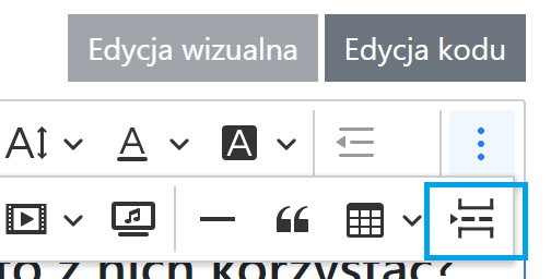 ikona na wstążce podziel treść na strony