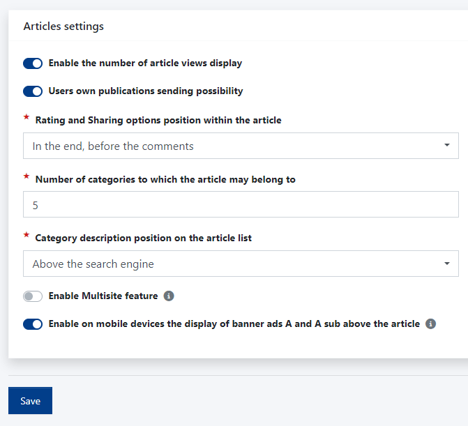 Article Settings