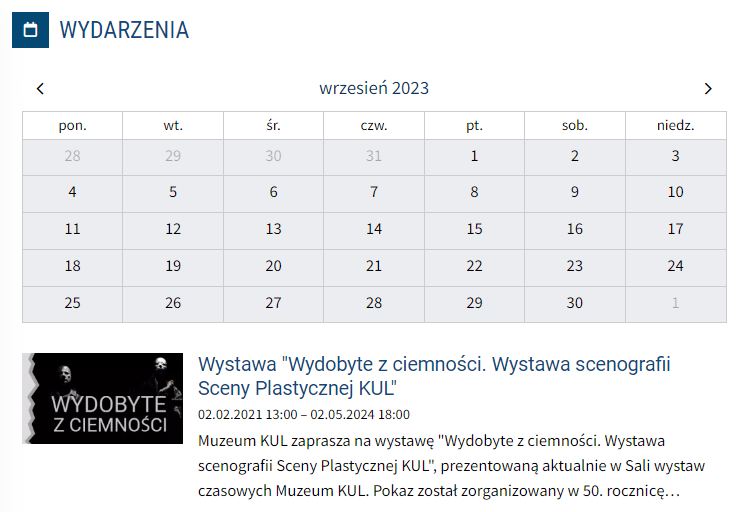 widget kalendarz wydarzeń CMS 4media