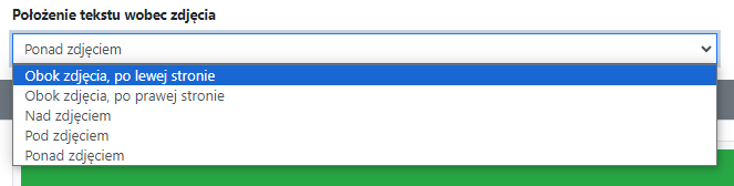 Położenie tekstu wobec zdjecia w widgecie