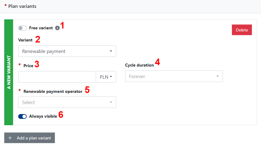 Editing a Pricing Variant